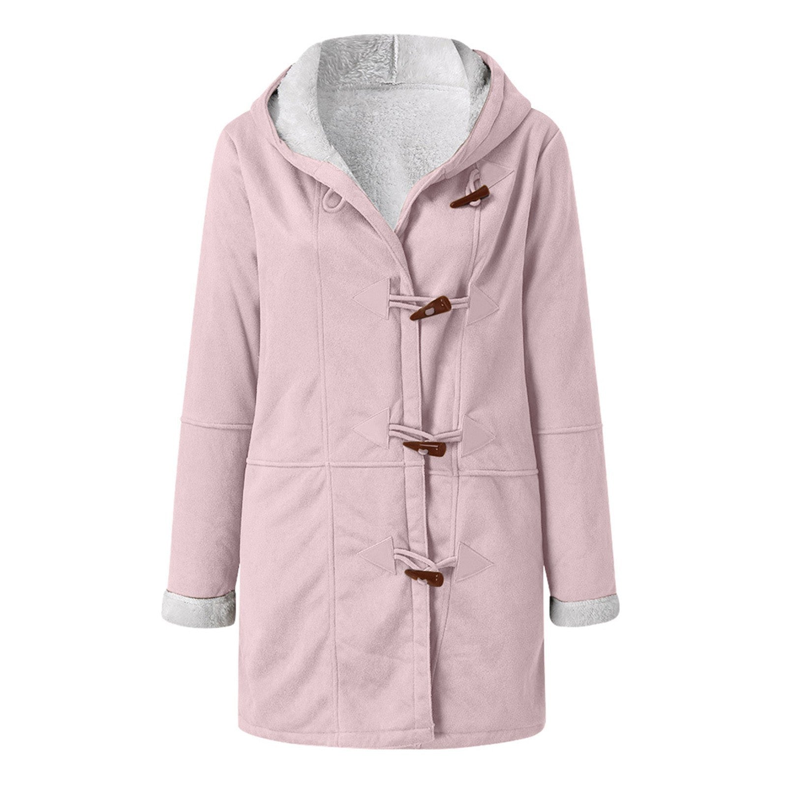 Winter Button Coat Fashion Warm Hooded Jacket With Pockets Women's Clothing