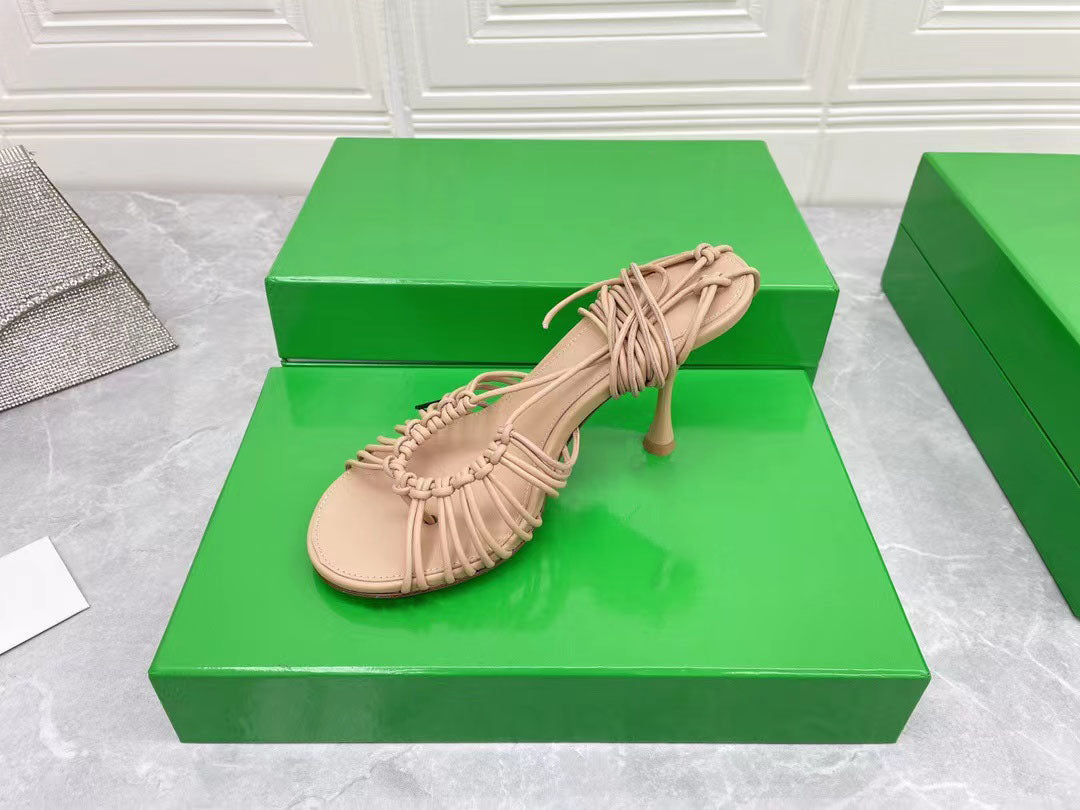 Ladies Stiletto Strap Sheepskin High Heel Sandals