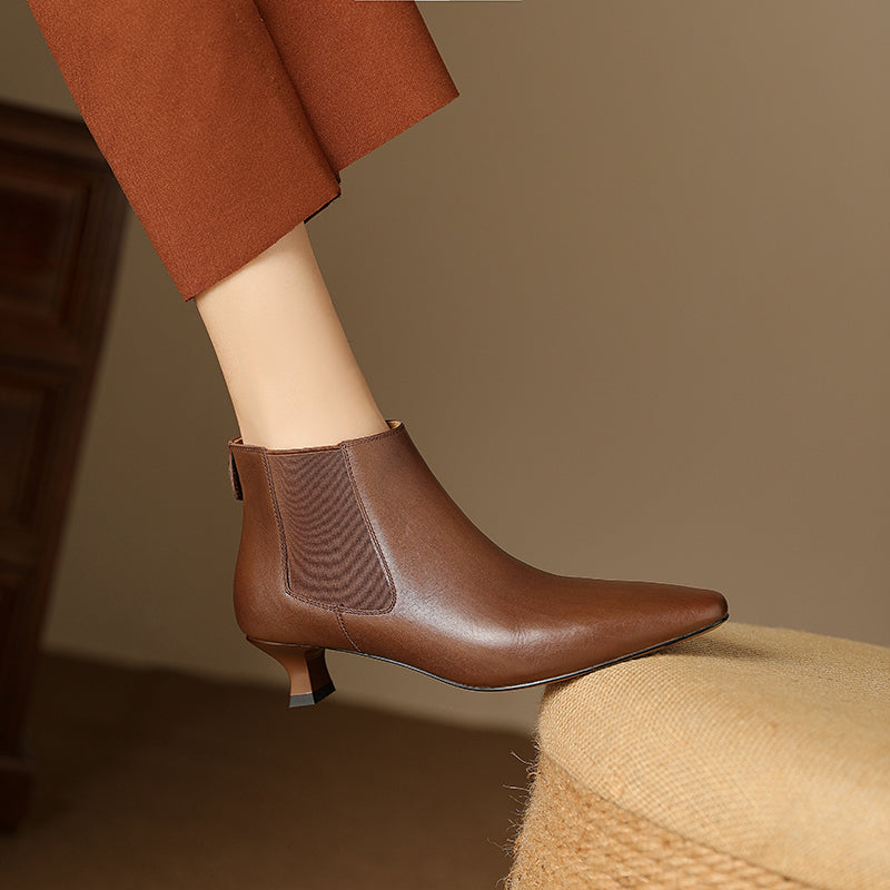 Pointed Toe Kitten Heels Female Commute Style Low Heel Boots