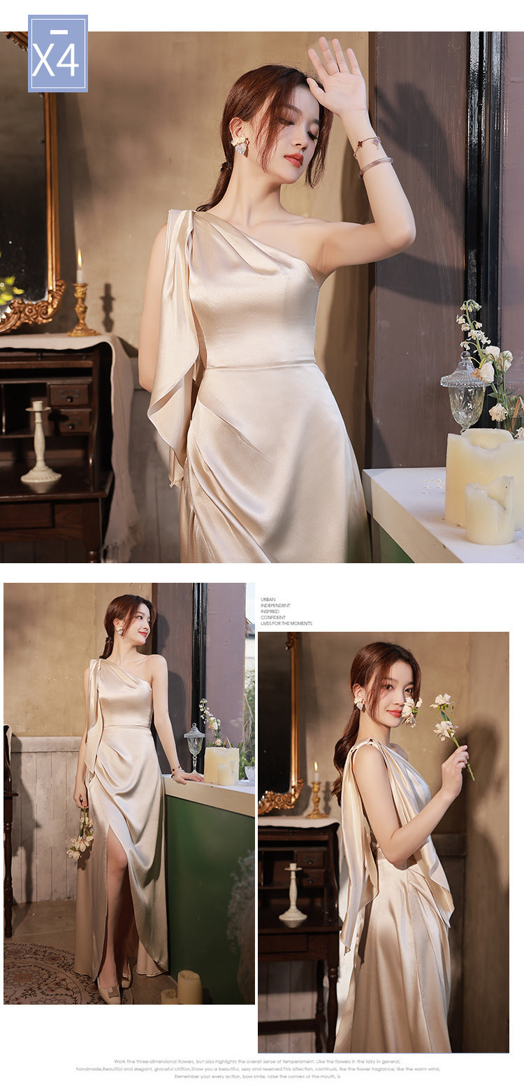 Simple And Light Luxury Satin Sisters Group Party Formal Dress