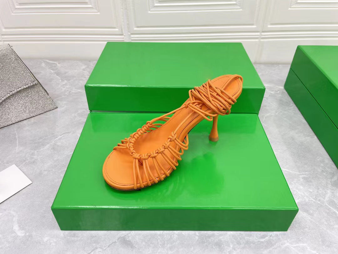 Ladies Stiletto Strap Sheepskin High Heel Sandals