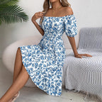 Floral Print Square Collar Dress Summer Fashion Ruffles Dresses Women's Clothing