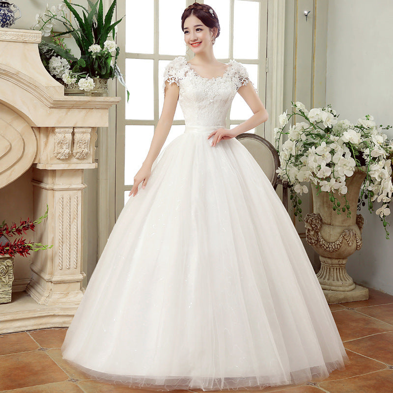 Korean Lace Bridal Dress | Slim Fit Off-Shoulder Wedding Gown