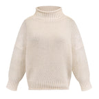 Solid Turtleneck Pullover Sweater Winter Fashion Casual Knitted Long-Sleeved Top Women's Clothing