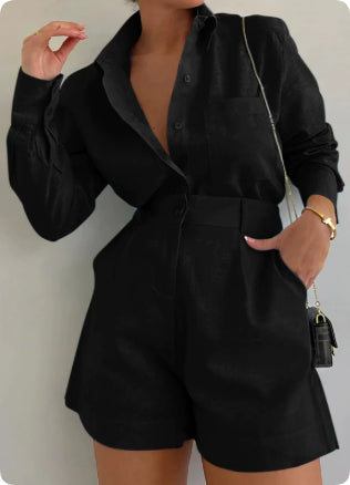 Women's Fashion Short Suit Pants Long-sleeve Suit