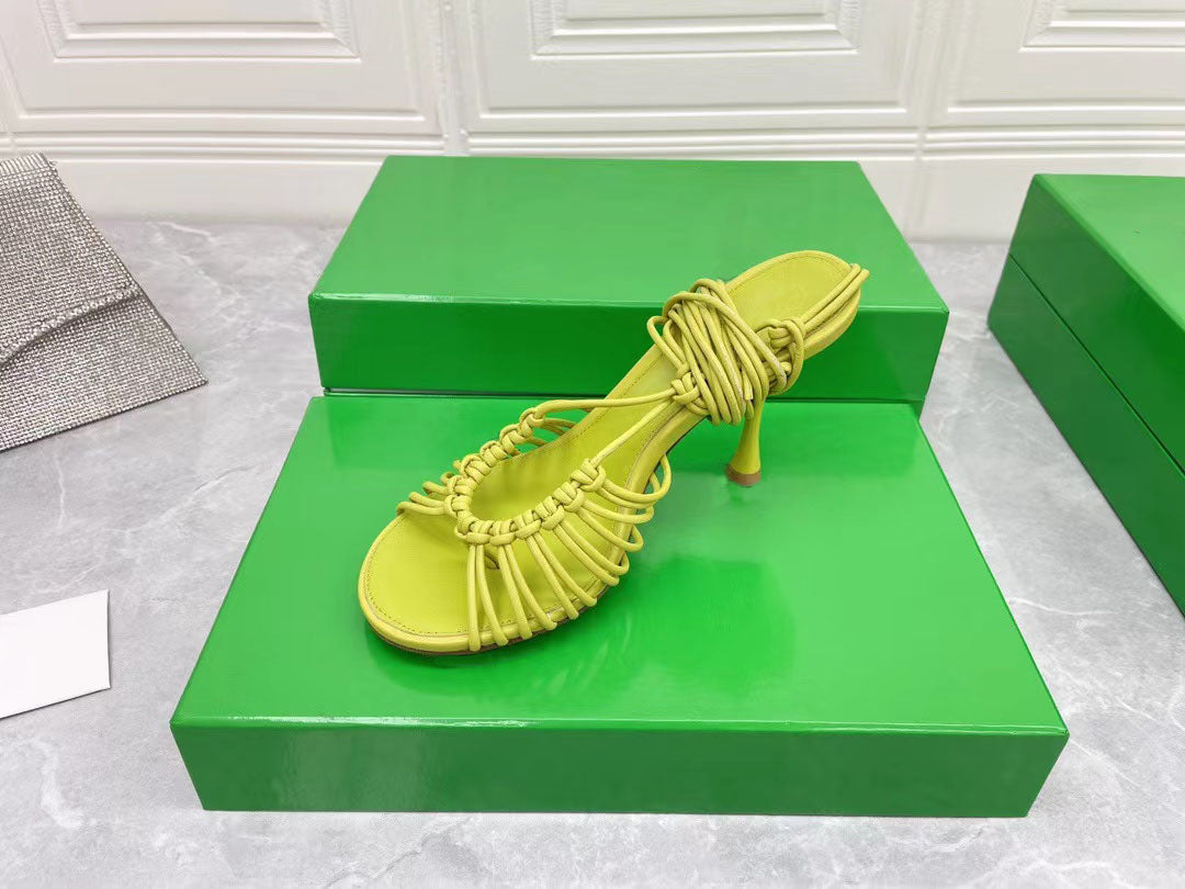 Ladies Stiletto Strap Sheepskin High Heel Sandals