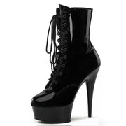 Lace-Up Low Boots Black Pole Dance Plus Size Waterproof