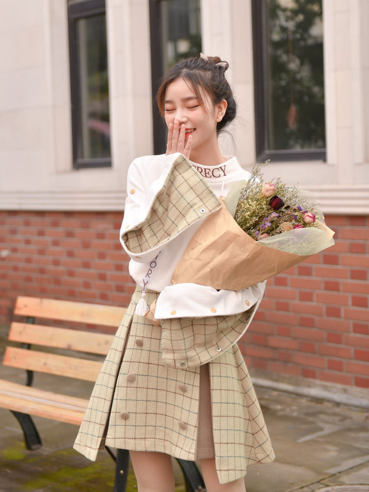 Woolen skirt plaid skirt