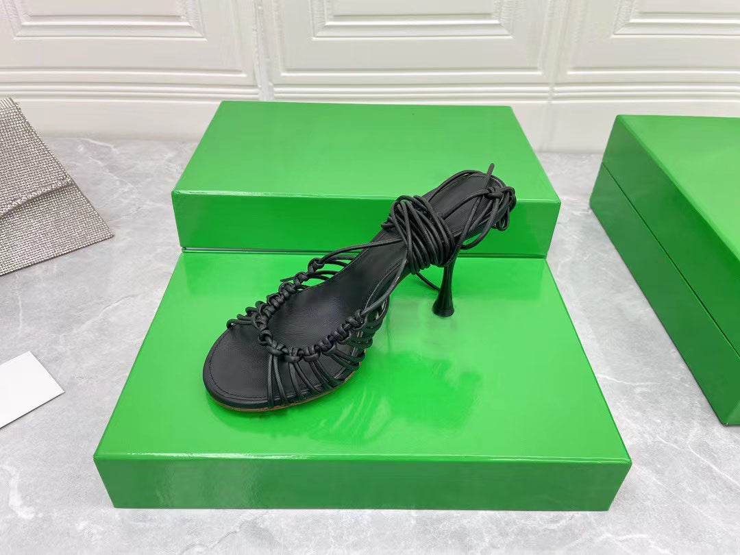 Ladies Stiletto Strap Sheepskin High Heel Sandals