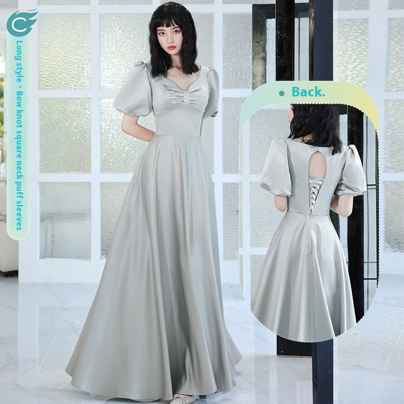 Avocado Green Sisters Group Dress Skirt Women Satin Spring