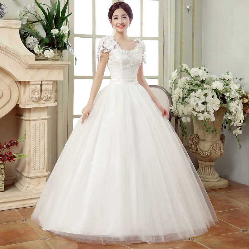 Korean Lace Bridal Dress | Slim Fit Off-Shoulder Wedding Gown