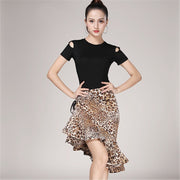 Latin Dance Clothes Practice Clothes Leopard Print Skirt