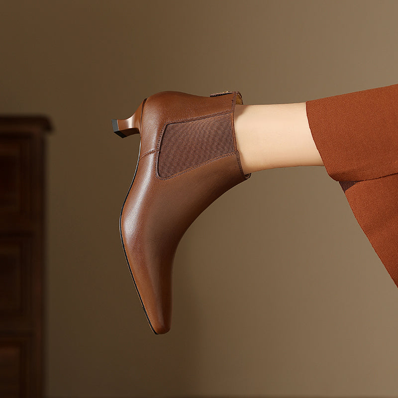 Pointed Toe Kitten Heels Female Commute Style Low Heel Boots