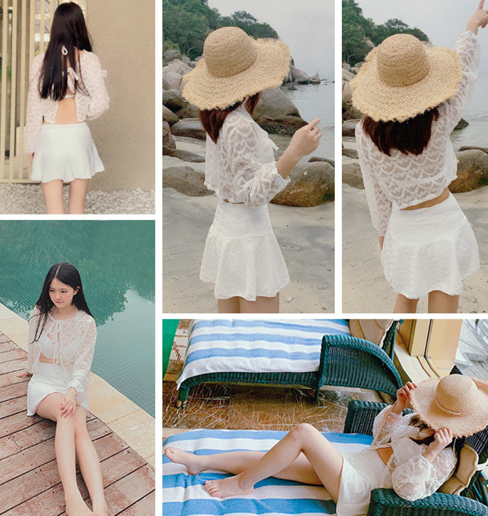 Women's three-piece lace swimsuit