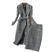 Check Coat Suit Skirt Set - Chiffons