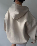 Fleece-lined Hooded Printed Long-sleeved Basic All-matching Sweater