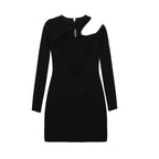 Autumn women's new Korean version of women's sexy neck, shoulder, shoulder, slim skirt, hip dress
