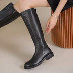 Retro British Style Temperament Genuine Leather Long Boots