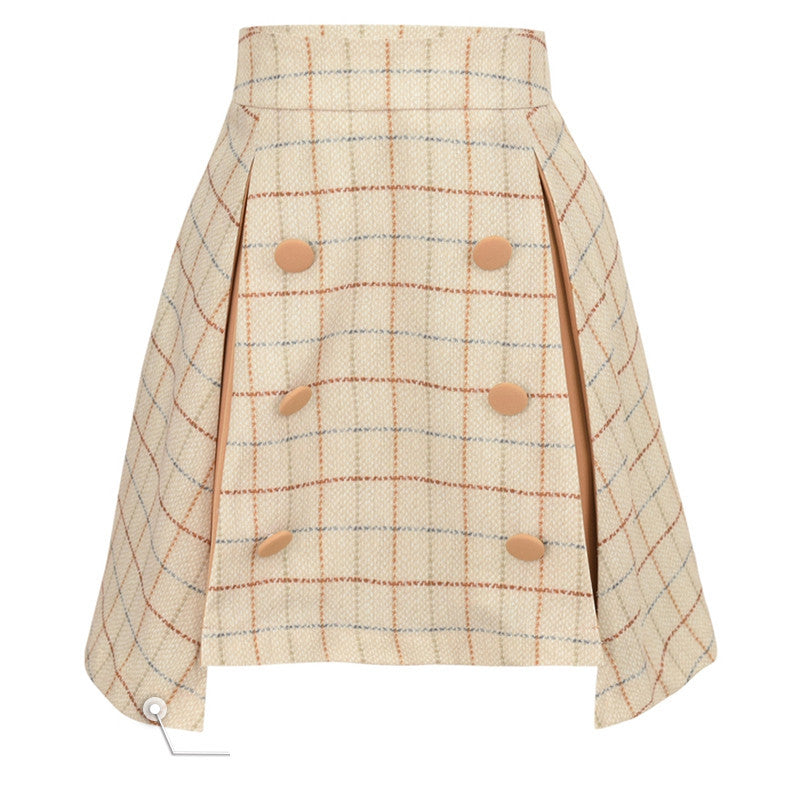 Woolen skirt plaid skirt