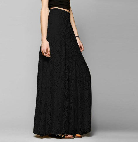 New European and American Style Women Pleated Solid Mesh Lace Layered Gypsy Boho Summer Long Maxi Skirt Girl Beach Clothing