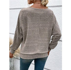 Solid Striped Batwing Sleeves T-shirt Fashion Casual Pullover Round Neck Long Sleeve Top Spring And Autumn Women's Clothing