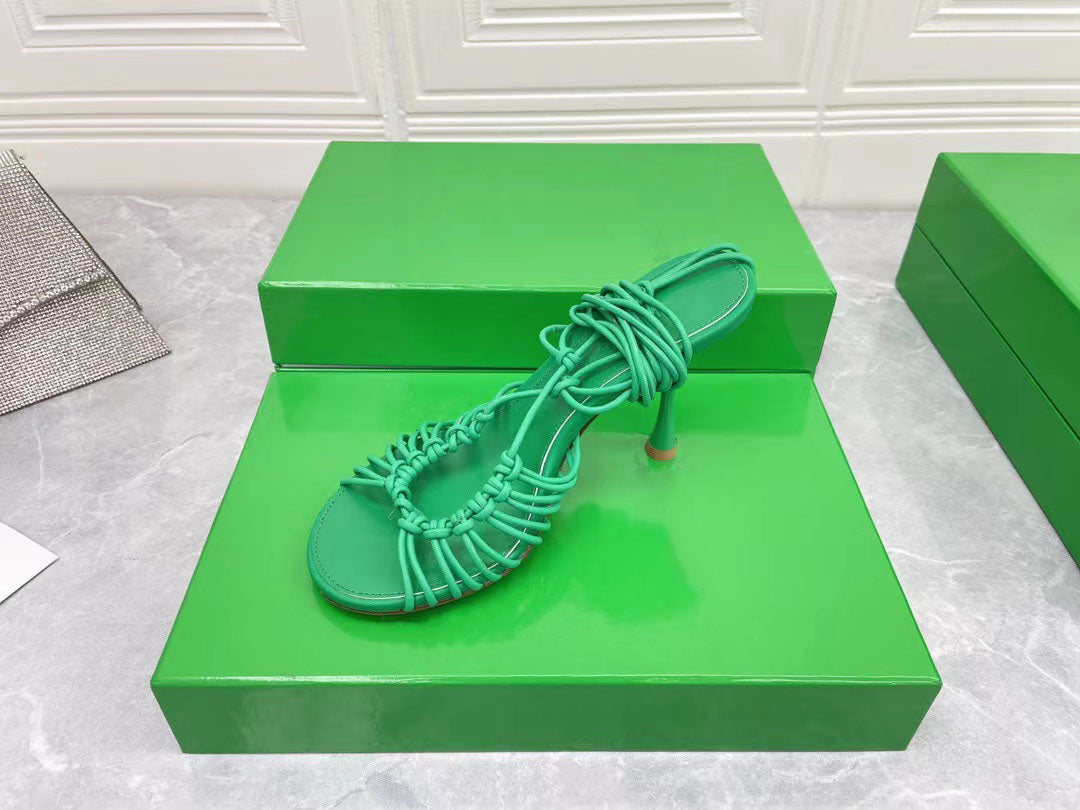 Ladies Stiletto Strap Sheepskin High Heel Sandals