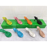 Ladies Stiletto Strap Sheepskin High Heel Sandals