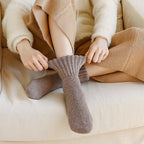 Ins Knitted Socks Winter Warm Thickened Solid Loop Socks High Ribbed Sweat-absorbent Floor Sock