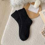Ins Knitted Socks Winter Warm Thickened Solid Loop Socks High Ribbed Sweat-absorbent Floor Sock