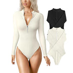 Fashion Long Sleeve Zipper Jumpsuit Seamless Slimming Shapewear For Women Romper