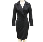 Double-breasted Blazer Dress Fashion Slim-fitting Hip-wrapped Lapel Long-sleeved Dresses Office Commuting Long Jacket Outwear For Women's Clothing